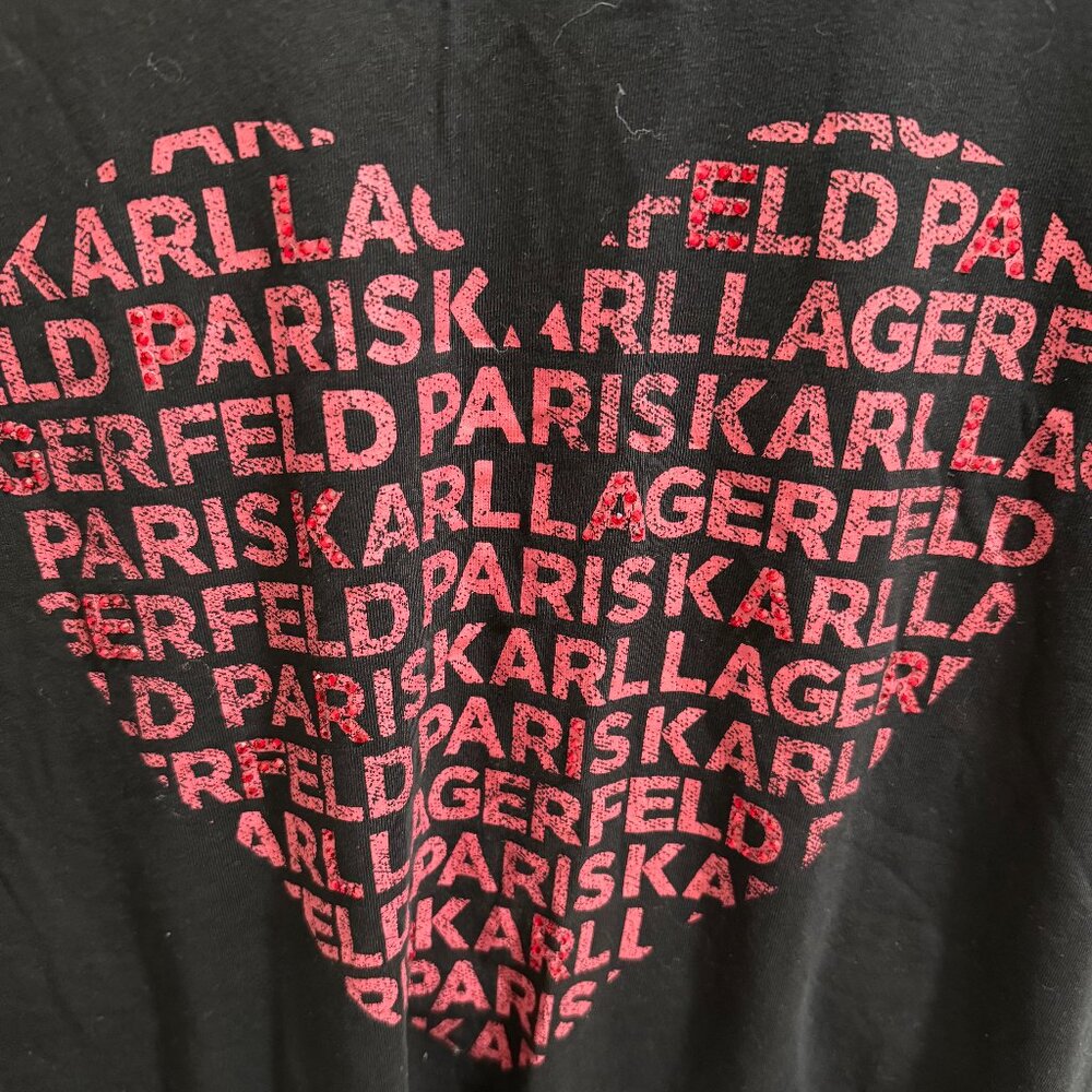 Karl Lagerfeld heart Paris sparkly women's tee XL
